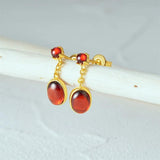 925 Silver Garnet French Light Drop Earrings 18K Fine Jewelry