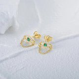 Angel Eyes 925 Silver Earrings Emerald Fine Jewelry Aretes 18K