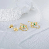 Angel Eyes 925 Silver Earrings Emerald Fine Jewelry Aretes 18K