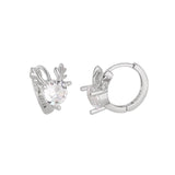 925 Silver Deer Horn Earrings with Zircon for Women