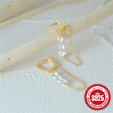 925 Silver Long Dangle Earrings Crystal Chains Drop Vintage Brincos