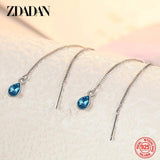 925 Silver Crystal Long Dangle Earrings Wedding Jewelry