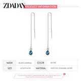925 Silver Crystal Long Dangle Earrings Wedding Jewelry