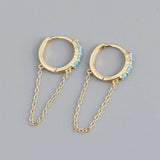 925 Silver Zirconia Tassel Ear Buckle Women Earrings