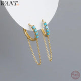 925 Silver Zirconia Tassel Ear Buckle Women Earrings
