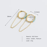 925 Silver Zirconia Tassel Ear Buckle Women Earrings