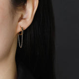 925 Silver Zirconia Tassel Ear Buckle Women Earrings