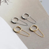 925 Silver Zirconia Tassel Ear Buckle Women Earrings