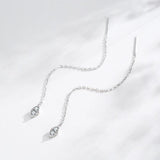 925 Silver Clear Zircon Tassel Drop Earrings Wedding Fine Jewelry