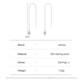 925 Silver Clear Zircon Tassel Drop Earrings Wedding Fine Jewelry