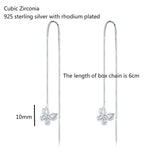 925 Silver CZ Butterfly Tassel Dangle Earrings