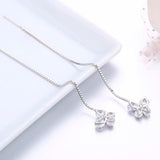 925 Silver CZ Butterfly Tassel Dangle Earrings