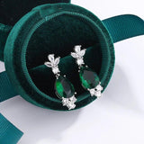 925 Silver Emerald Drop Earrings - Natural Gemstone Aros Oreja Orecchi