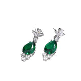 925 Silver Emerald Drop Earrings - Natural Gemstone Aros Oreja Orecchi