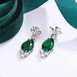 925 Silver Emerald Drop Earrings - Natural Gemstone Aros Oreja Orecchi