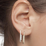 Square Zircon 925 Silver Earrings Drop Aros Cartilage Jewelry