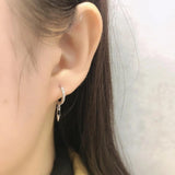 925 Silver Awl Drop Earrings Black/White/Turquoise Zircon Punk Style
