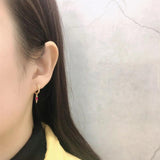 925 Silver Awl Drop Earrings Black/White/Turquoise Zircon Punk Style