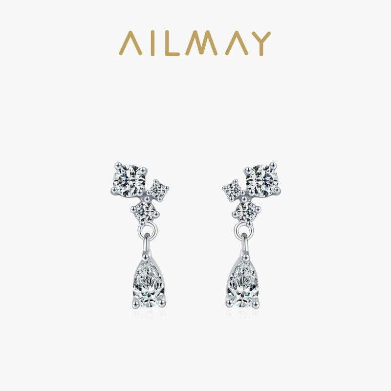 925 Silver Water Drop CZ Stud Earrings