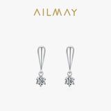 925 Silver Cubic Zirconia Stud Earrings Wedding Jewelry