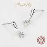 925 Silver Cubic Zirconia Stud Earrings Wedding Jewelry