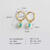 925 Sterling Silver Geometric Starry Sky Green Enamel Drop Earrings