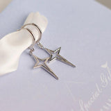 925 Silver Geometric Cross Drop Earrings Silver Fine Jewelry
