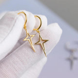 925 Silver Geometric Cross Drop Earrings Silver Fine Jewelry