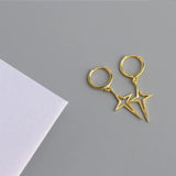 925 Silver Geometric Cross Drop Earrings Silver Fine Jewelry