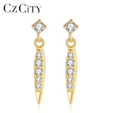 925 Silver Golden Pea Pod Zircon Drop Earrings for Women