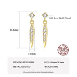 925 Silver Golden Pea Pod Zircon Drop Earrings for Women