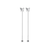 925 Silver Butterfly Tassel Ear Line Earrings