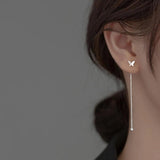925 Silver Butterfly Tassel Ear Line Earrings