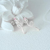 Zircon Snake Stud Earrings Sterling Silver Animal Jewelry