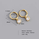 925 Silver Green Zircon Huggie Drop Earrings for Women