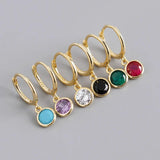 925 Silver Green Zircon Huggie Drop Earrings for Women