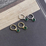 925 Silver Green Zircon Huggie Drop Earrings for Women