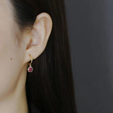 925 Silver Green Zircon Huggie Drop Earrings for Women