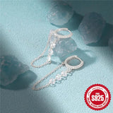 925 Silver Double Chain Tassel Earrings with Zircon for Women