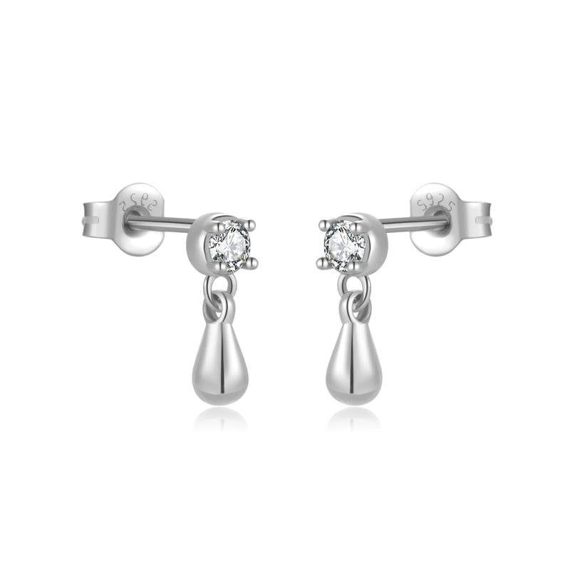 925 Sterling Silver Water Drop Stud Earrings - Fine Jewelry