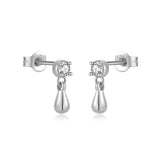 925 Sterling Silver Water Drop Stud Earrings - Fine Jewelry