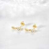 925 Sterling Silver Water Drop Stud Earrings - Fine Jewelry