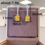 925 Silver Dangle Earring Lab Topaz Diamond Drop Earrings Women Bridal Jewelry