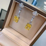 925 Silver Dangle Earring Lab Topaz Diamond Drop Earrings Women Bridal Jewelry