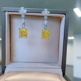 925 Silver Dangle Earring Lab Topaz Diamond Drop Earrings Women Bridal Jewelry