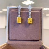 925 Silver Dangle Earring Lab Topaz Diamond Drop Earrings Women Bridal Jewelry