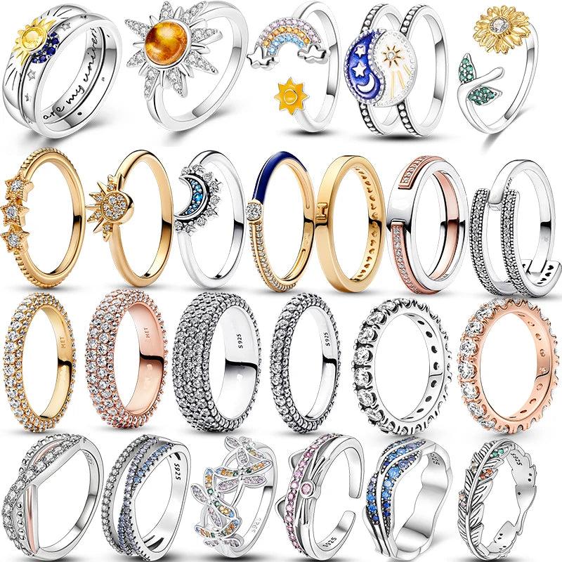 Celestial Moon Sun Ring Silver 925 Fine Jewelry