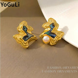 Geometric Stud Earrings 925 Silver Vintage Asymmetrical Earrings