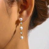 925 Silver Fringed Pearls Zircon Drop Earrings 18K Jewelry