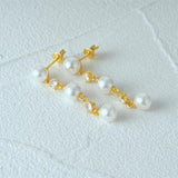 925 Silver Fringed Pearls Zircon Drop Earrings 18K Jewelry